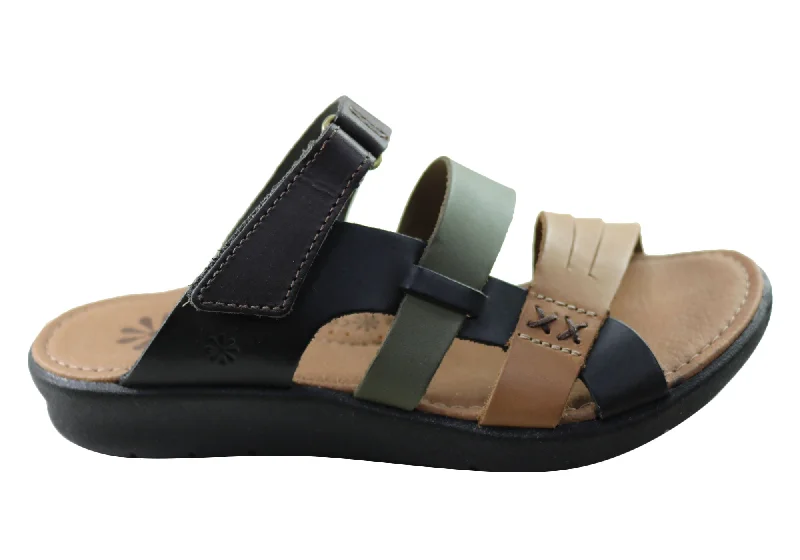 New Face Soma Womens Comfort Leather Slides Sandals Made In Brazil