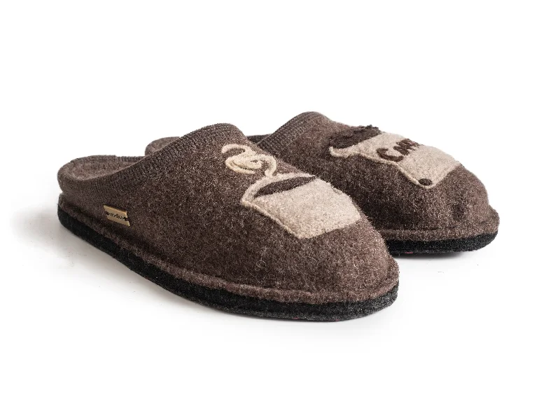 Slippers with soft lining-Haflinger Coffee