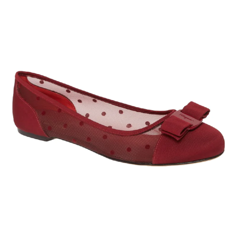 Flats with smart home features-SALVATORE FERRAGAMO Varina Dots Women's 724119 Red Flats