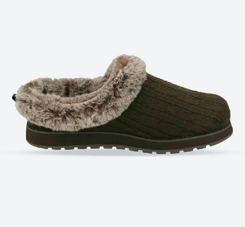 Slippers for casual fit-Women's Wide Fit Skechers 31204 Keepsakes Ice Angel Mule Slippers