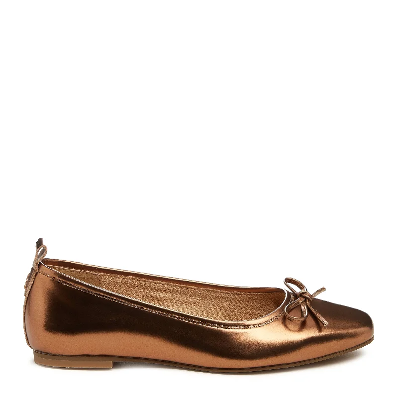 Flats with park views-Frankie Cognac Metallic Ballet Flats