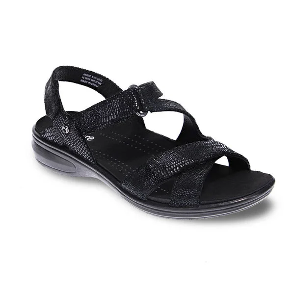 Revere Women's Zanzibar Sandal Black Lizard